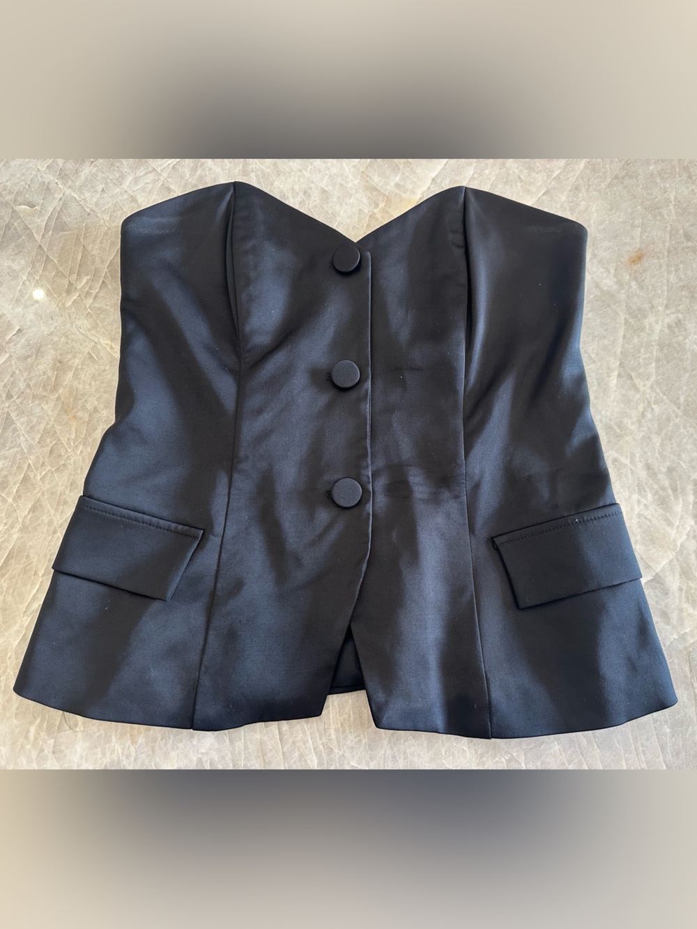Jacob Vintage Satin Sweetheart Neck Button Detail Tailored Bustier Top (Size 10) - Picture 2 of 5